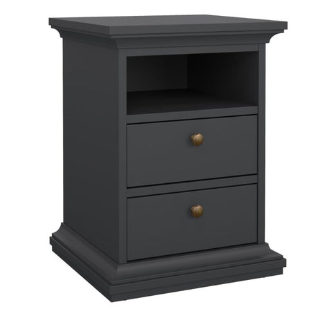 Geneva 2 Drawer Bedside Table-Grey - FurniComp