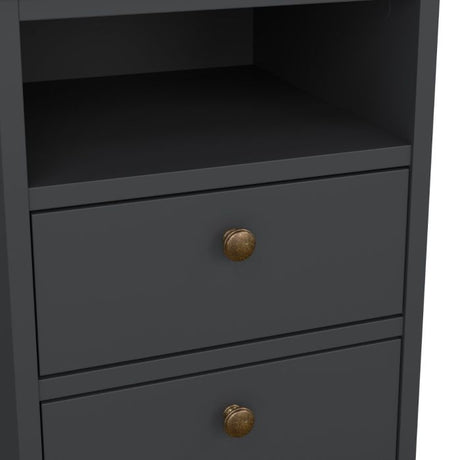 Geneva 2 Drawer Bedside Table-Grey - FurniComp