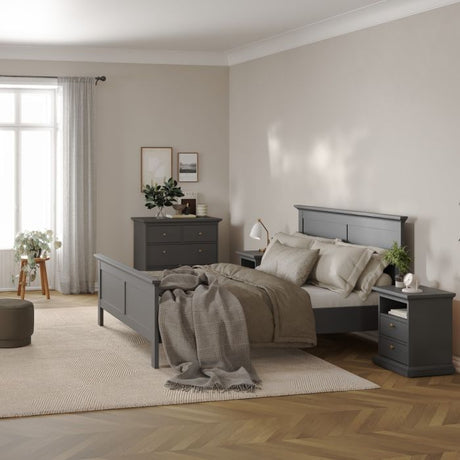 Geneva 2 Drawer Bedside Table-Grey - FurniComp
