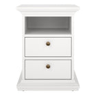 Geneva 2 Drawer Bedside Table-White - FurniComp