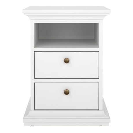 Geneva 2 Drawer Bedside Table-White - FurniComp