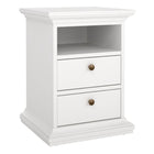 Geneva 2 Drawer Bedside Table-White - FurniComp