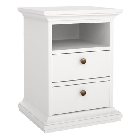 Geneva 2 Drawer Bedside Table-White - FurniComp