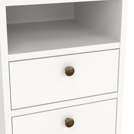 Geneva 2 Drawer Bedside Table-White - FurniComp