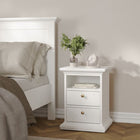 Geneva 2 Drawer Bedside Table-White - FurniComp
