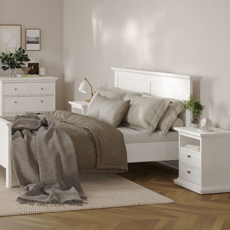 Geneva 2 Drawer Bedside Table-White - FurniComp