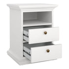 Geneva 2 Drawer Bedside Table-White - FurniComp