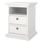 Geneva 2 Drawer Bedside Table-White - FurniComp