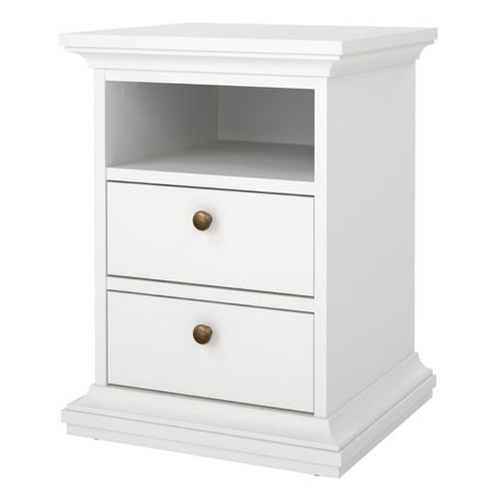 Geneva 2 Drawer Bedside Table-White - FurniComp