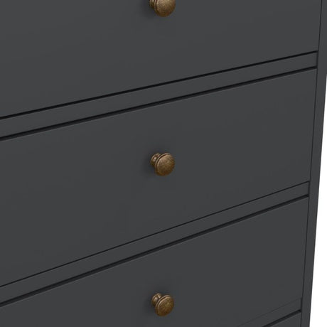 Geneva 60cm 5 Drawer Tall Chest of Drawer-Grey - FurniComp