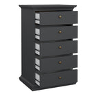 Geneva 60cm 5 Drawer Tall Chest of Drawer-Grey - FurniComp