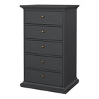 Geneva 60cm 5 Drawer Tall Chest of Drawer-Grey - FurniComp