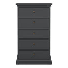 Geneva 60cm 5 Drawer Tall Chest of Drawer-Grey - FurniComp