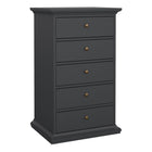 Geneva 60cm 5 Drawer Tall Chest of Drawer-Grey - FurniComp