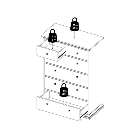 Geneva 90cm 6 Drawer Tall Chest of Drawer-Grey - FurniComp