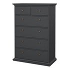 Geneva 90cm 6 Drawer Tall Chest of Drawer-Grey - FurniComp