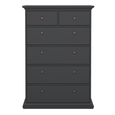 Geneva 90cm 6 Drawer Tall Chest of Drawer-Grey - FurniComp