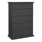 Geneva 90cm 6 Drawer Tall Chest of Drawer-Grey - FurniComp