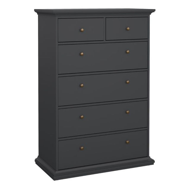 Geneva 90cm 6 Drawer Tall Chest of Drawer-Grey - FurniComp