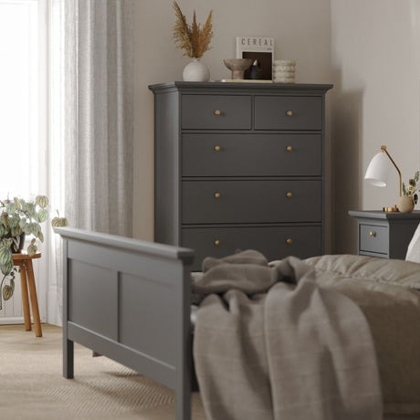 Geneva 90cm 6 Drawer Tall Chest of Drawer-Grey - FurniComp