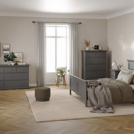 Geneva 90cm 6 Drawer Tall Chest of Drawer-Grey - FurniComp