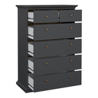 Geneva 90cm 6 Drawer Tall Chest of Drawer-Grey - FurniComp