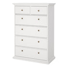 Geneva 90cm 6 Drawer Tall Chest of Drawer-White - FurniComp