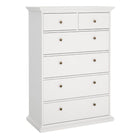 Geneva 90cm 6 Drawer Tall Chest of Drawer-White - FurniComp