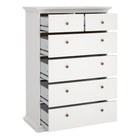 Geneva 90cm 6 Drawer Tall Chest of Drawer-White - FurniComp