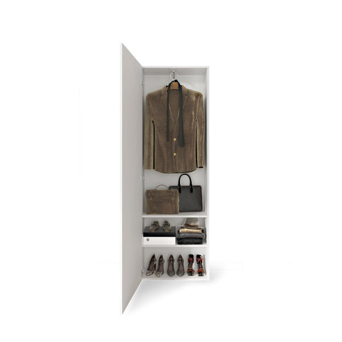 Giulia 1 Door White Gloss Tall Narrow Shallow Depth Hallway Cabinet - FurniComp