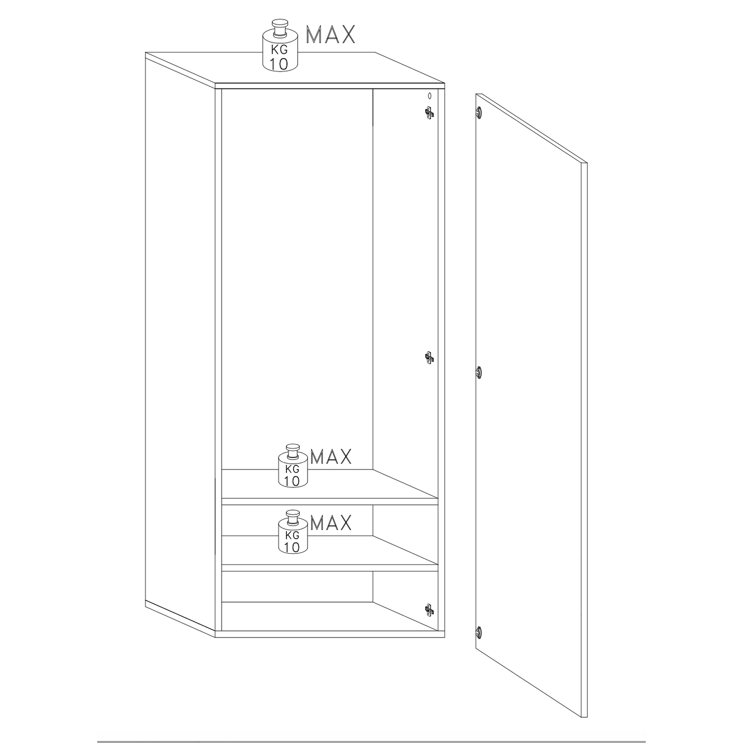 Giulia 1 Door White Gloss Tall Narrow Shallow Depth Hallway Cabinet - FurniComp