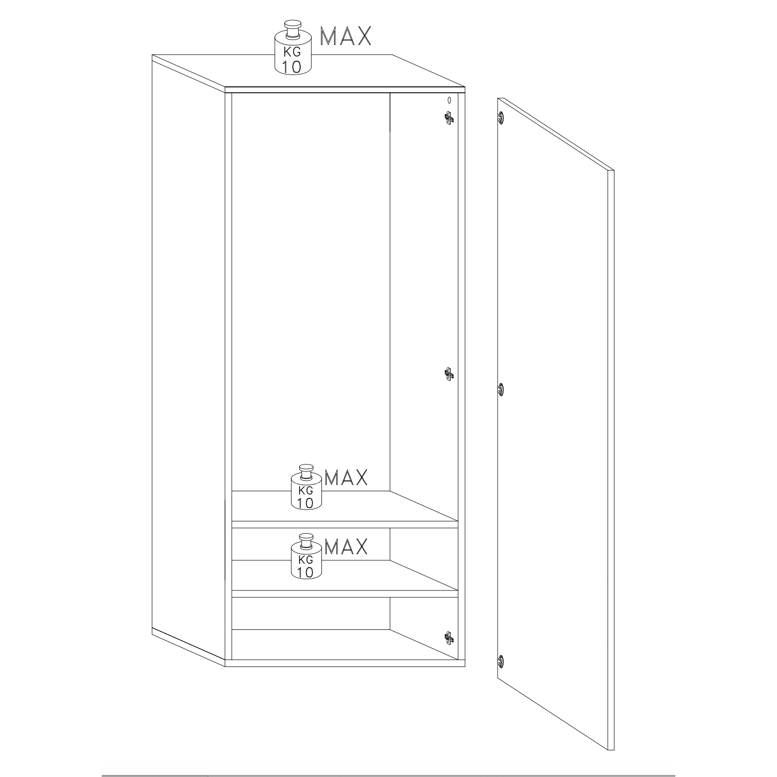 Giulia 1 Door White Gloss Tall Narrow Shallow Depth Hallway Cabinet - FurniComp