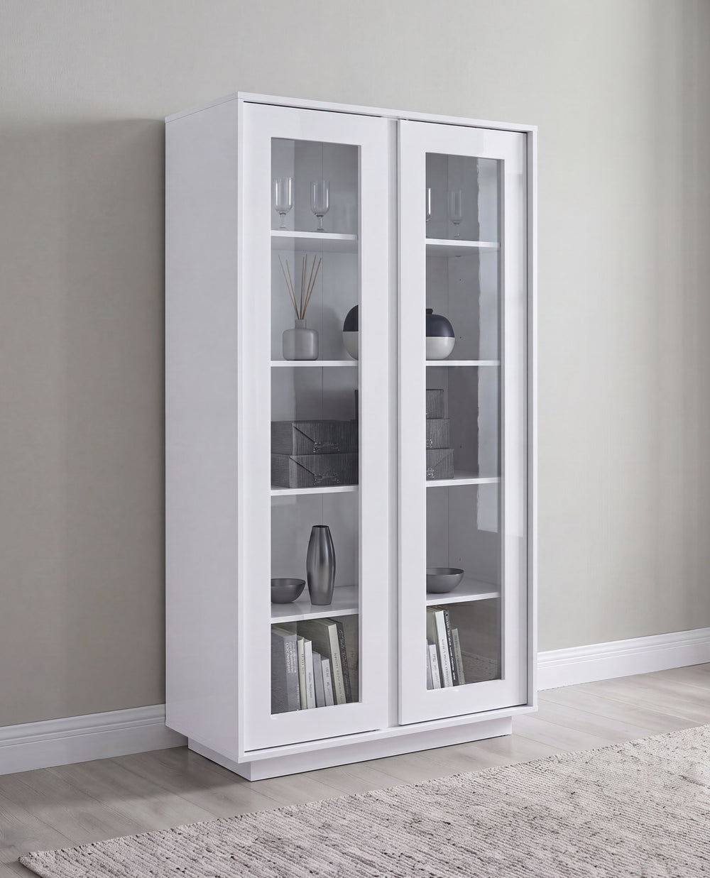Glacia 2 Door White Gloss Glass Display Cabinet - FurniComp