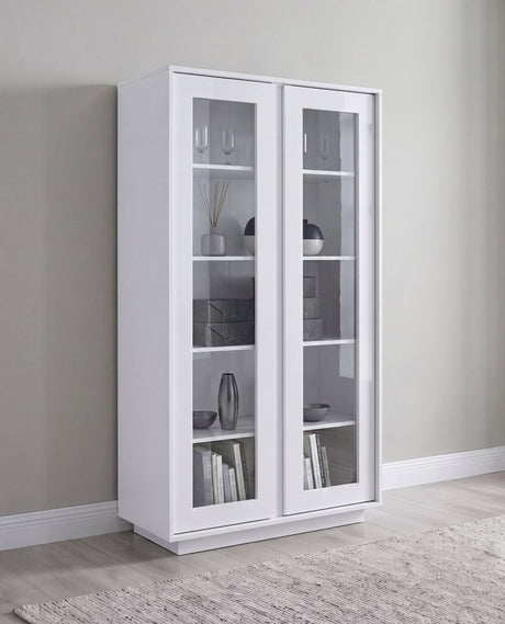Glacia 2 Door White Gloss Glass Display Cabinet - FurniComp