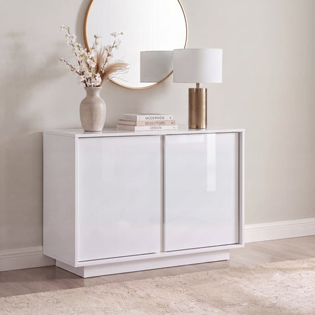 Glacia 2 Door White Gloss Sideboard - FurniComp