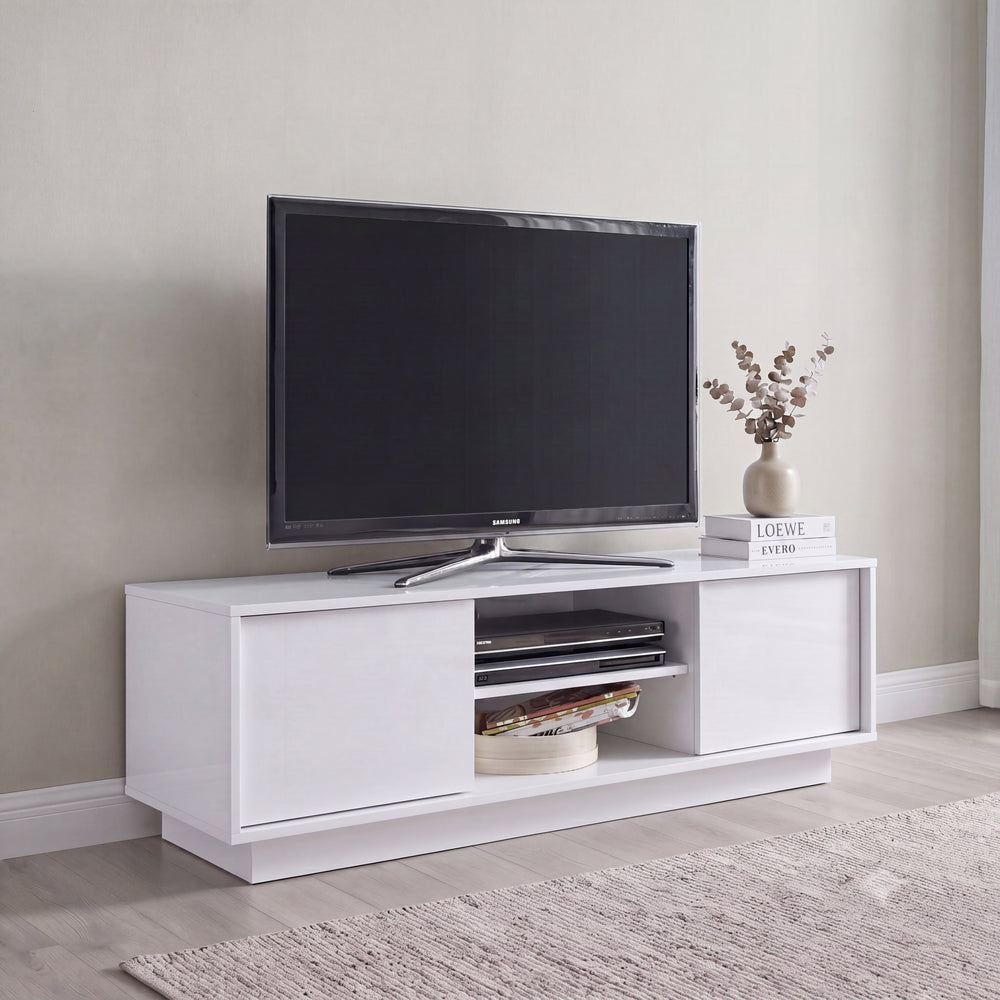 Glacia 2 Door White Gloss TV Unit - FurniComp