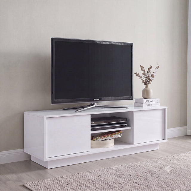 Glacia 2 Door White Gloss TV Unit - FurniComp