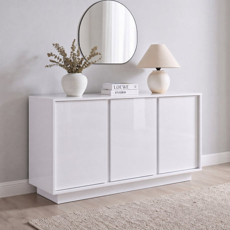 Glacia 3 Door White Gloss Sideboard - FurniComp