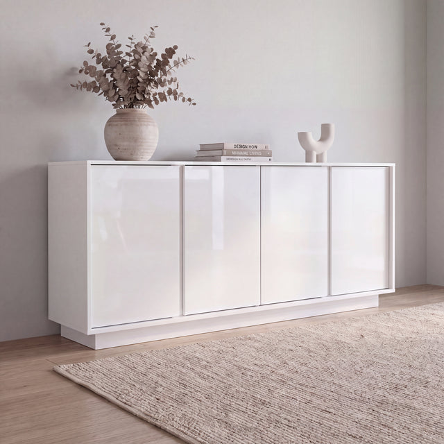 Glacia 4 Door White Gloss Sideboard - FurniComp