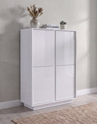 Glacia 4 Door White Gloss Tall Sideboard/Highboard - FurniComp
