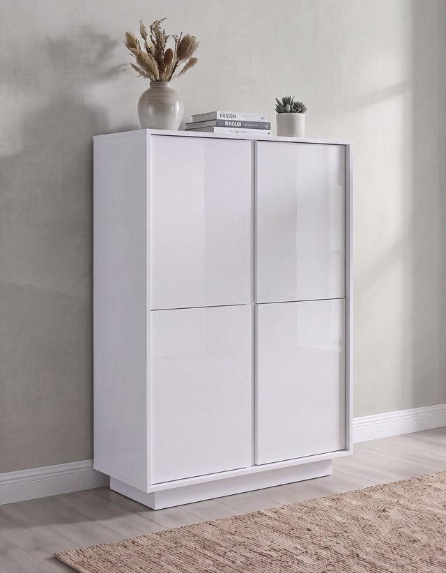 Glacia 4 Door White Gloss Tall Sideboard/Highboard - FurniComp