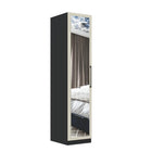 Harley 1 Door 50cm Mirrored Wardrobe - Cashmere & Anthracite Grey - FurniComp
