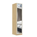 Harley 1 Door 50cm Mirrored Wardrobe - Cashmere & Oak - FurniComp