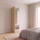 Harley 1 Door 50cm Mirrored Wardrobe - Cashmere & Oak - FurniComp