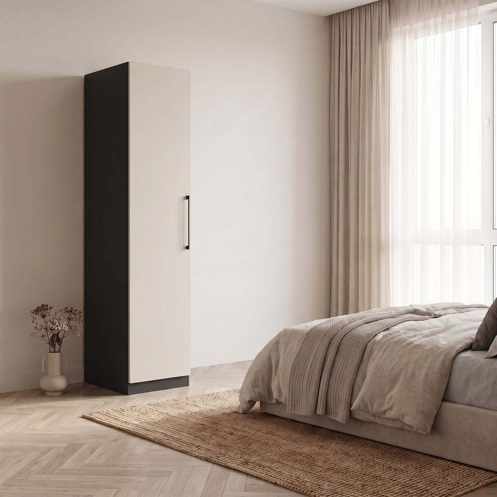 Harley 1 Door 50cm Wardrobe - Cashmere & Anthracite Grey - FurniComp