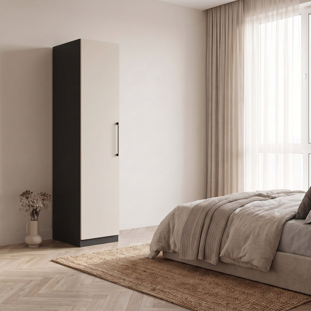Harley 1 Door 50cm Wardrobe - Cashmere & Anthracite Grey - FurniComp