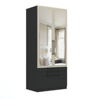 Harley 2 Door 3 Drawer 90cm Mirrored Wardrobe - Cashmere & Anthracite Grey - FurniComp