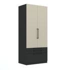 Harley 2 Door 3 Drawer 90cm Wardrobe - Cashmere & Anthracite Grey - FurniComp