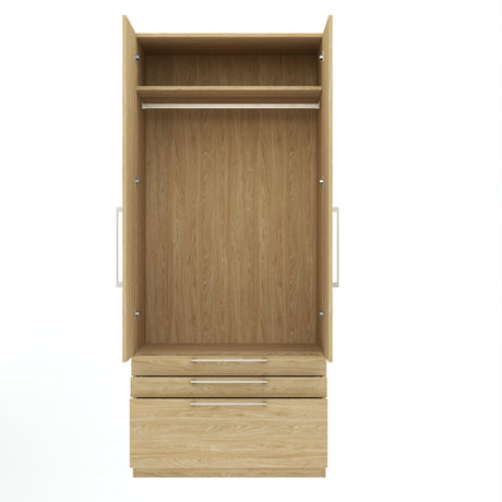 Harley 2 Door 3 Drawer 90cm Wardrobe - Cashmere & Oak - FurniComp