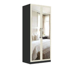 Harley 2 Door 90cm Full Mirrored Wardrobe - Cashmere & Anthracite Grey - FurniComp